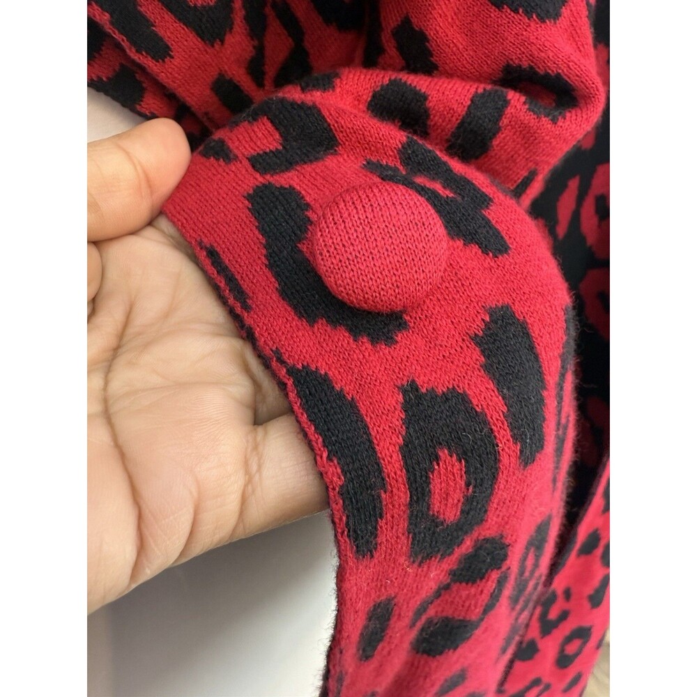 NWT Chicos Women Cardigan Sz S/M Button Closure In Side Print Leopard Red - Picture 6 of 12